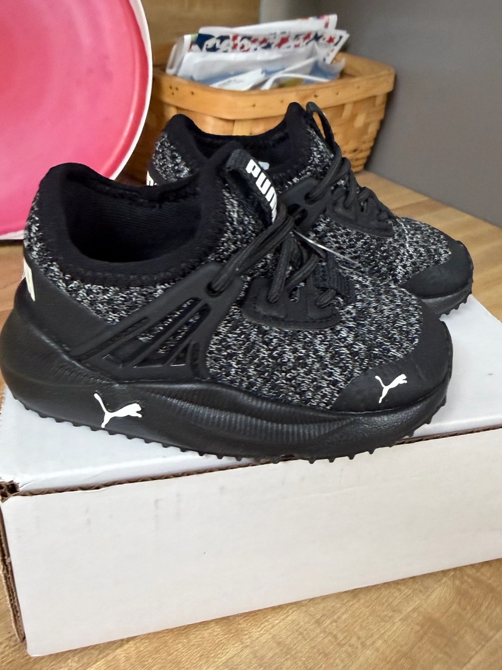 Puma Kids Black and Gray Knit Athletic Sneakers